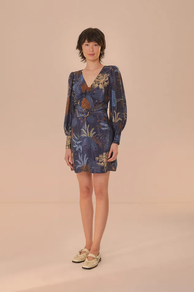 Navy Blue Night Jungle Mini Dress Women Farm Rio Mini Dresses