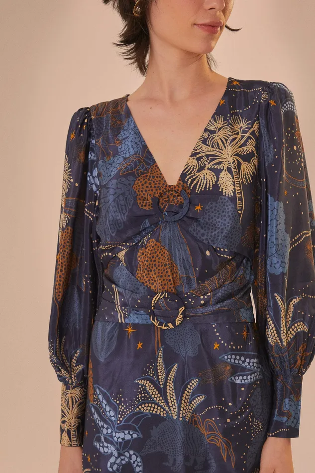 Navy Blue Night Jungle Mini Dress Women Farm Rio Mini Dresses