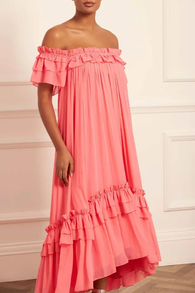 Needle and Thread Dresses Aria Chiffon OffShoulder Ankle Gown Pink 8211 Women