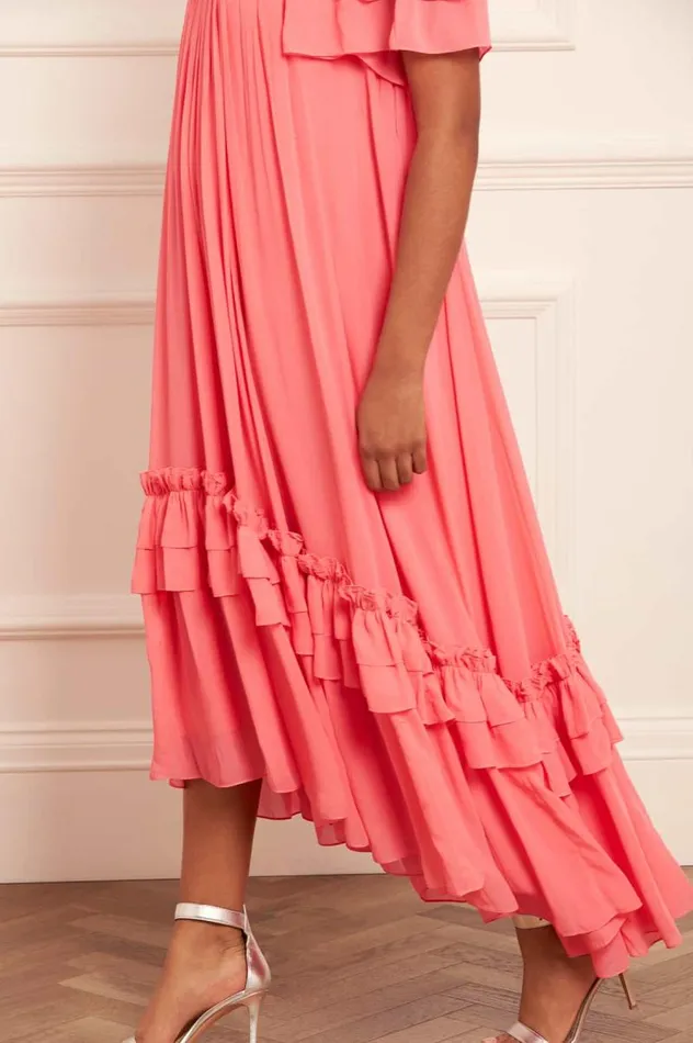 Needle and Thread Dresses Aria Chiffon OffShoulder Ankle Gown Pink 8211 Women