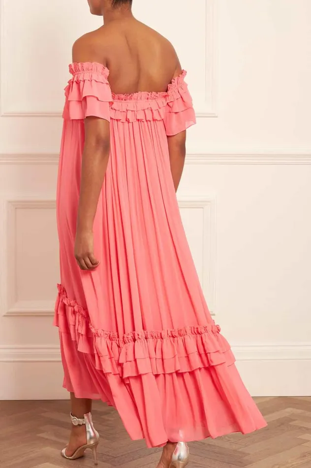 Needle and Thread Dresses Aria Chiffon OffShoulder Ankle Gown Pink 8211 Women