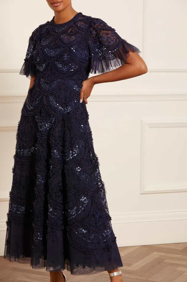 Needle and Thread Dresses Carmen Ruffle Ankle Gown Blue 8211 Women