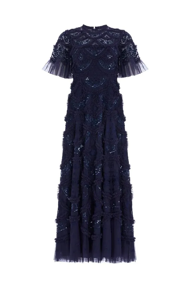 Needle and Thread Dresses Carmen Ruffle Ankle Gown Blue 8211 Women