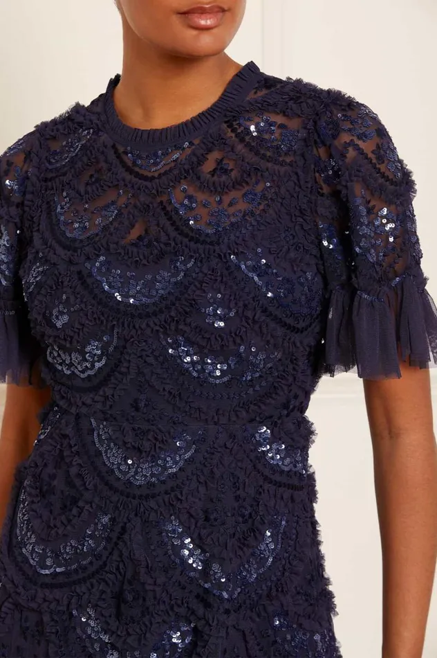 Needle and Thread Dresses Carmen Ruffle Ankle Gown Blue 8211 Women