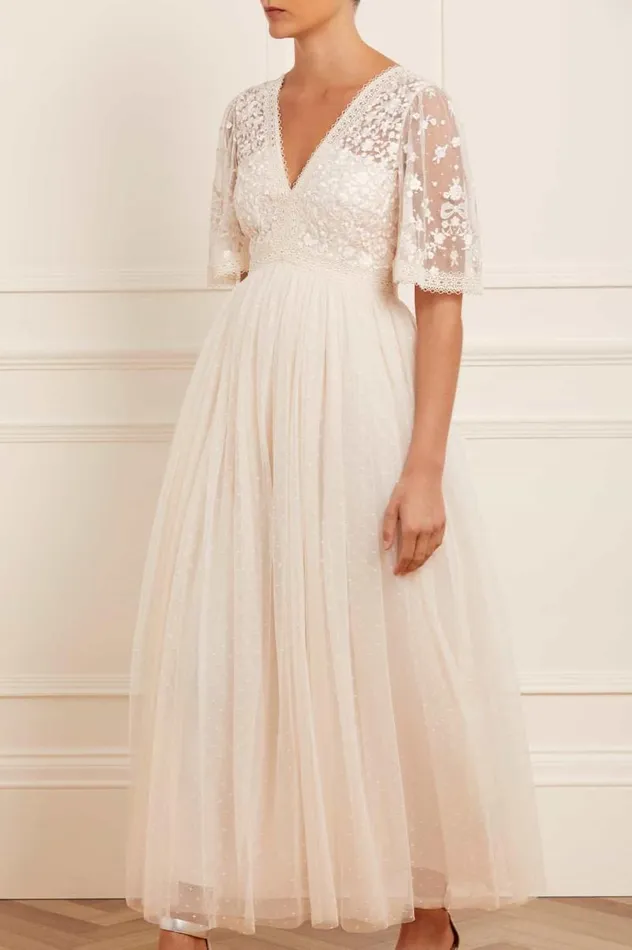 Needle and Thread Dresses Celestia Ribbon Bodice Ankle Gown Champagne 8211 Women