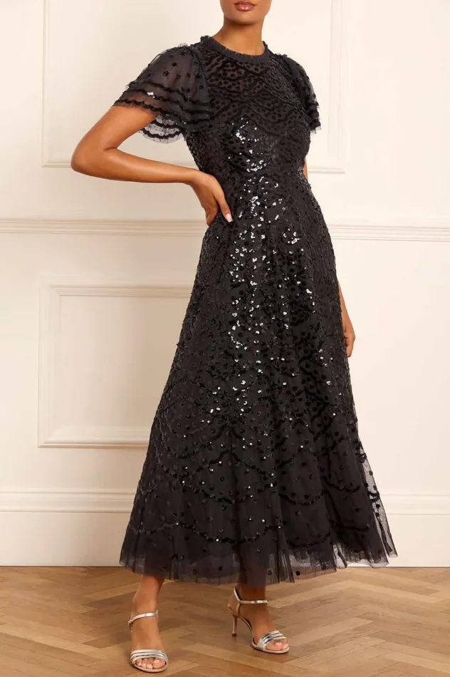 Needle and Thread Dresses Deco Dot Ankle Gown Black 8211 Women