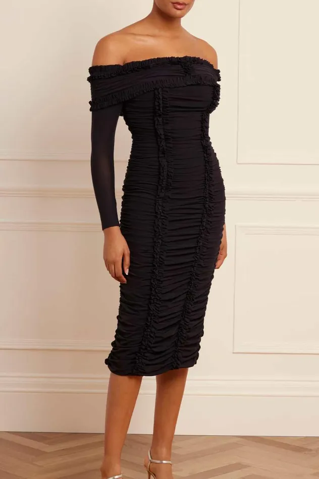 Needle and Thread Dresses Ebony Rouched OffShoulder Ballerina Dress Black 8211 Women