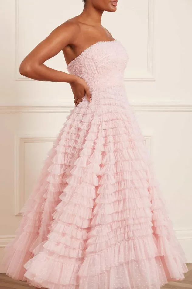 Needle and Thread Dresses Hattie Ruffle Strapless Ankle Gown Pink 8211 Women