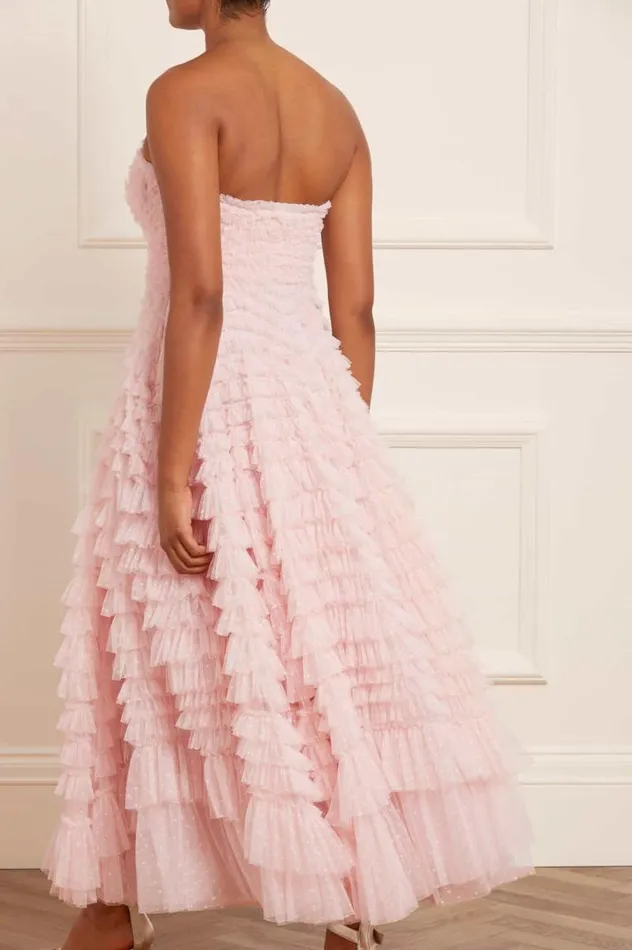 Needle and Thread Dresses Hattie Ruffle Strapless Ankle Gown Pink 8211 Women