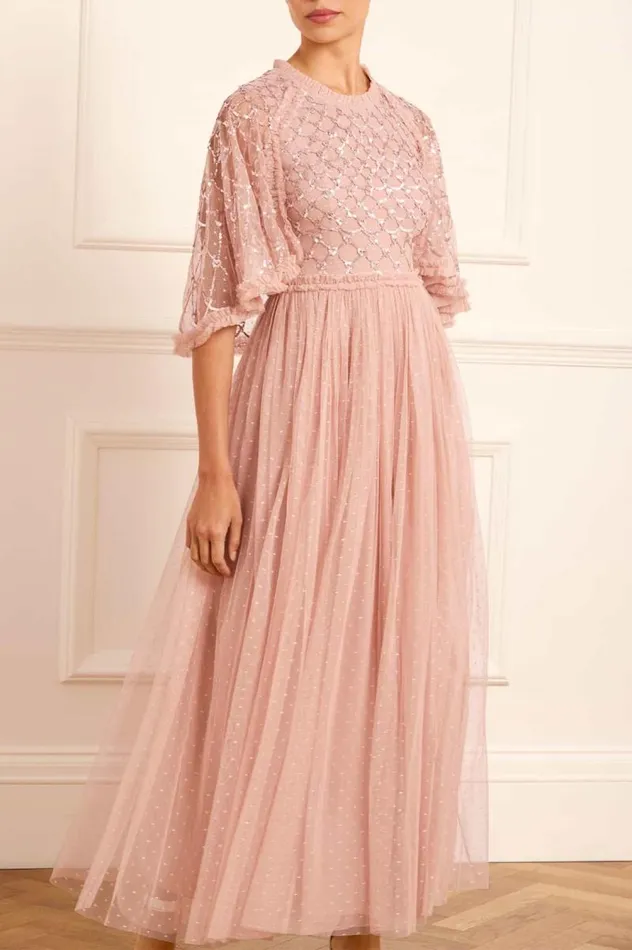 Needle and Thread Dresses Heart Lattice Bodice Cape Ankle Gown Pink 8211 Women