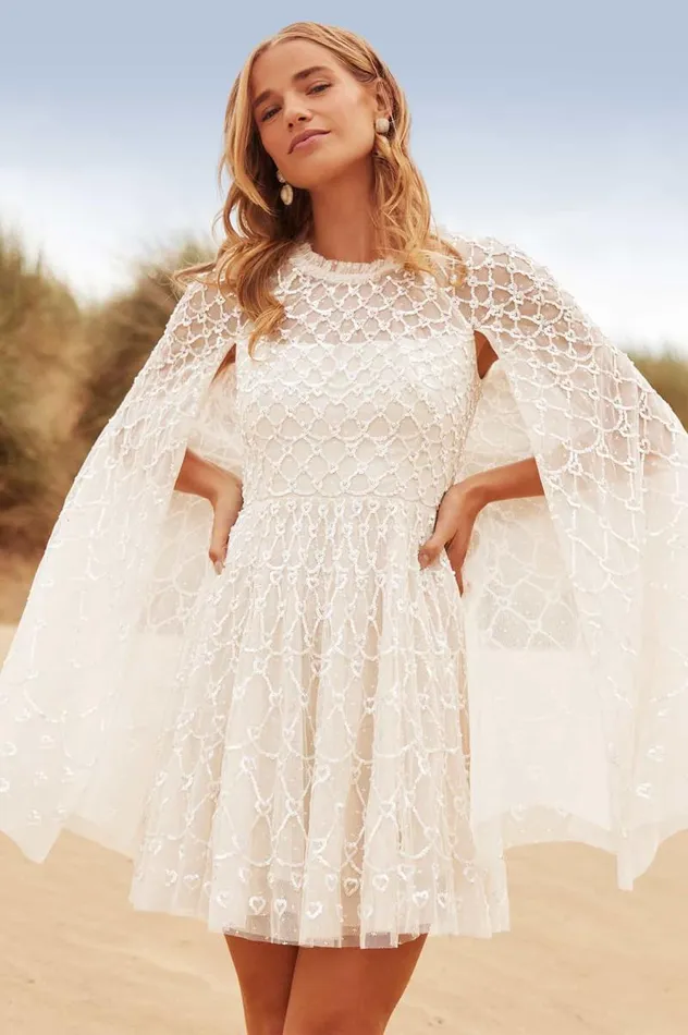 Needle and Thread Dresses Heart Lattice Micro Mini Dress Champagne 8211 Women