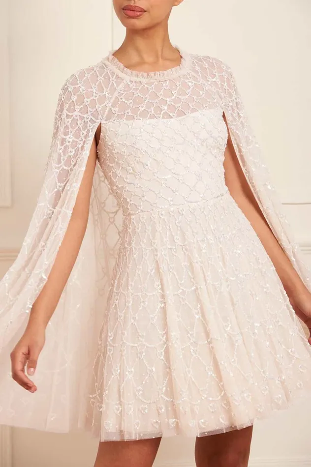 Needle and Thread Dresses Heart Lattice Micro Mini Dress Champagne 8211 Women