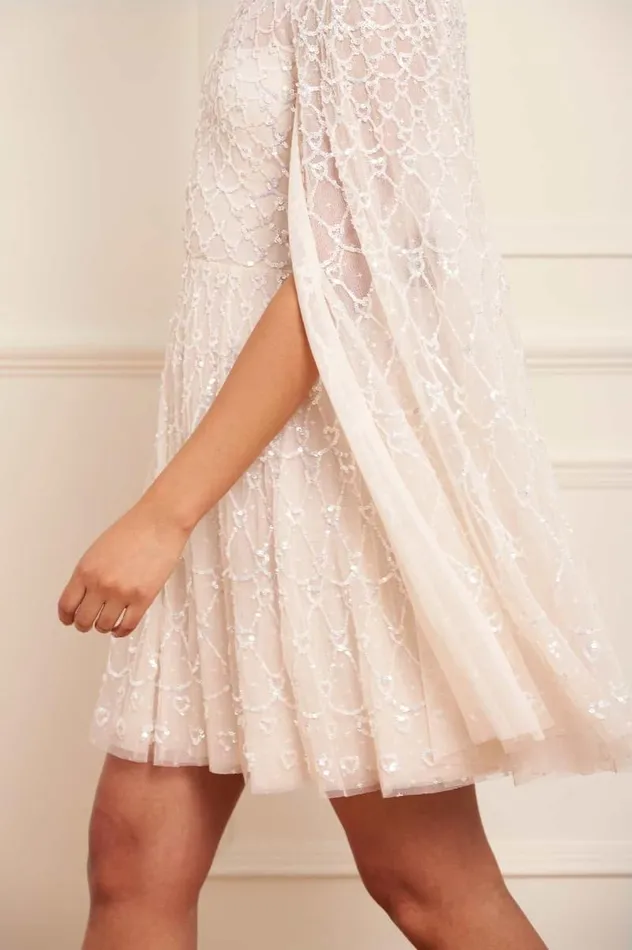 Needle and Thread Dresses Heart Lattice Micro Mini Dress Champagne 8211 Women