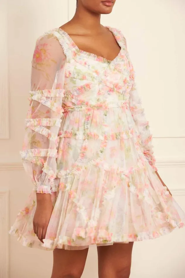 Needle and Thread Dresses Immortal Rose Maeve Long Sleeve Mini Dress Multi 8211 Women