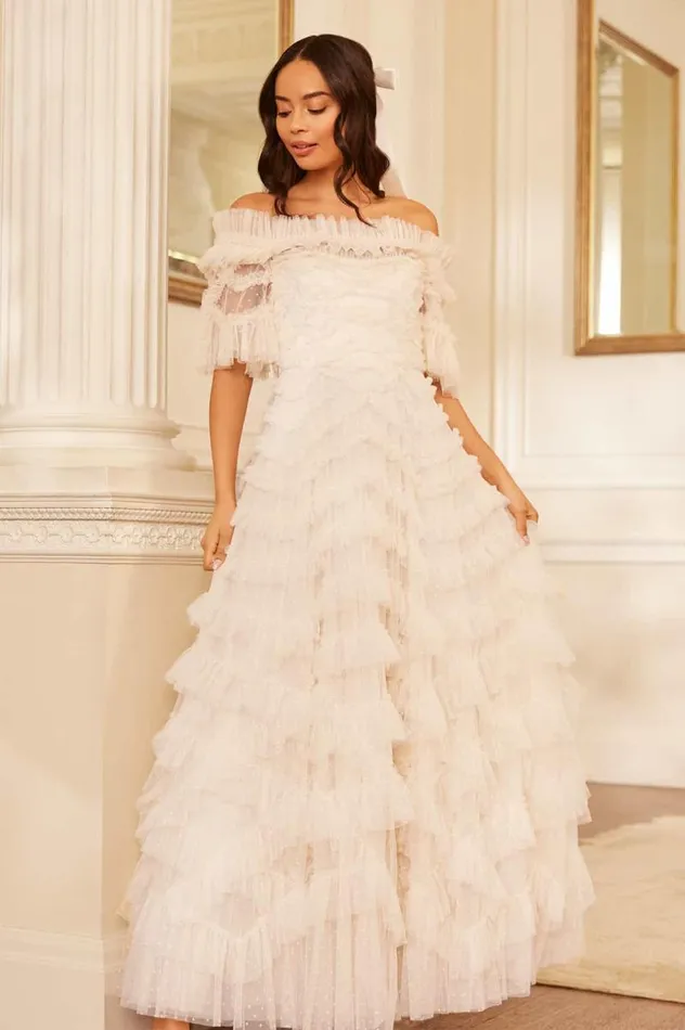 Needle and Thread Dresses Lana OffShoulder Gown Champagne 8211 Women