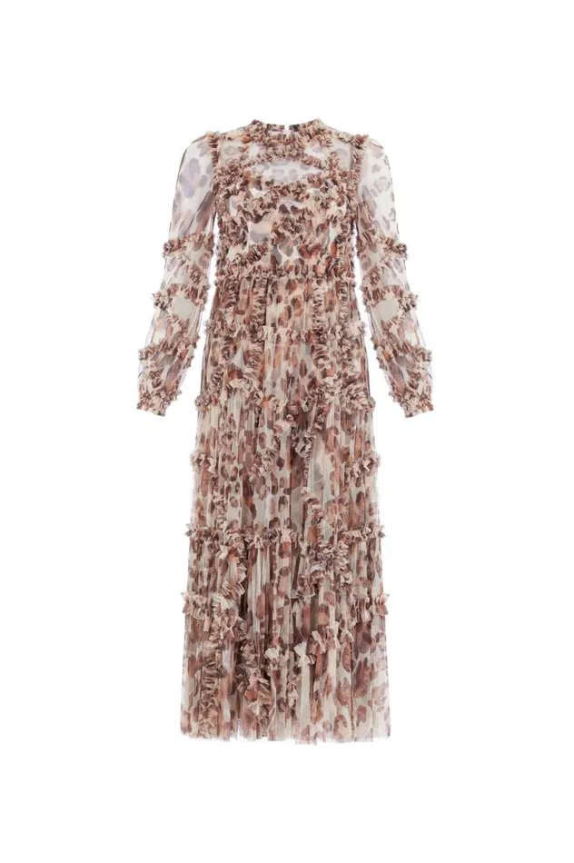 Needle and Thread Dresses Leopard Diamond Ruffle Ballerina Dress Multi 8211 Women