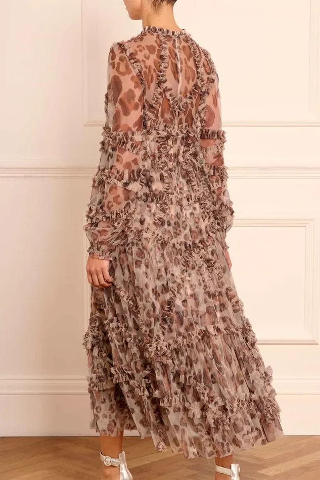 Needle and Thread Dresses Leopard Diamond Ruffle Ballerina Dress Multi 8211 Women