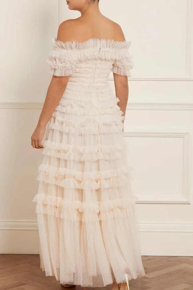 Needle and Thread Dresses Lisette Ruffle Off Shoulder Gown Champagne 8211 Women