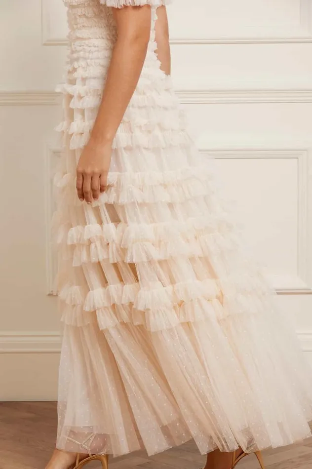 Needle and Thread Dresses Lisette Ruffle Off Shoulder Gown Champagne 8211 Women