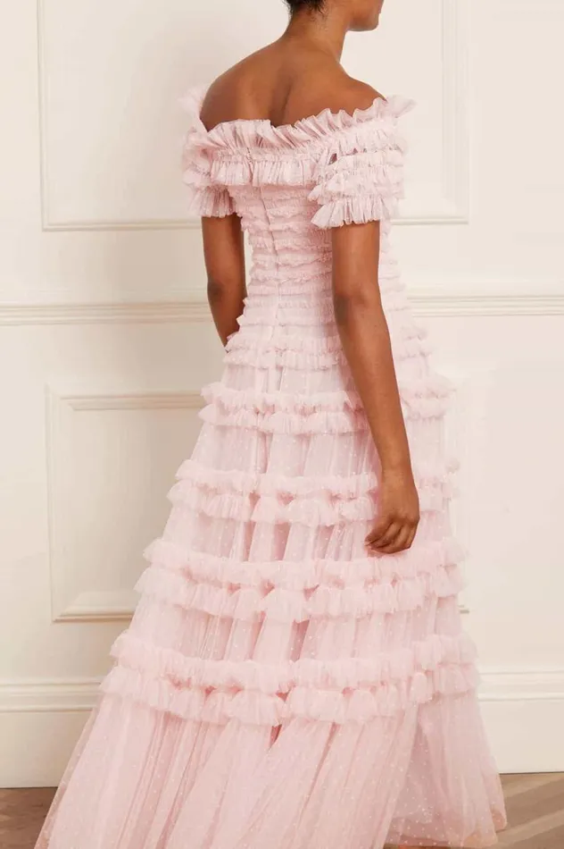 Needle and Thread Dresses Lisette Ruffle Off Shoulder Gown Pink 8211 Women
