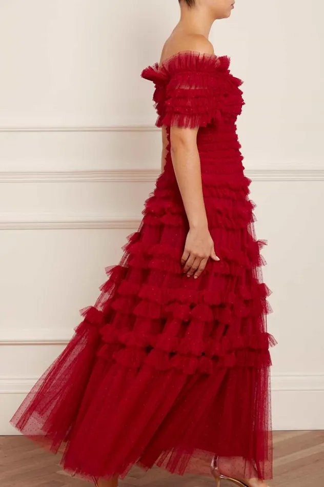 Needle and Thread Dresses Lisette Ruffle Off Shoulder Gown Red 8211 Women