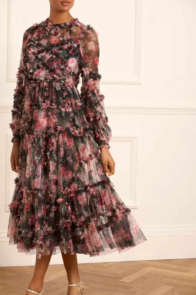 Needle and Thread Dresses Midnight Dance Ruffle Ballerina Dress Black 8211 Women