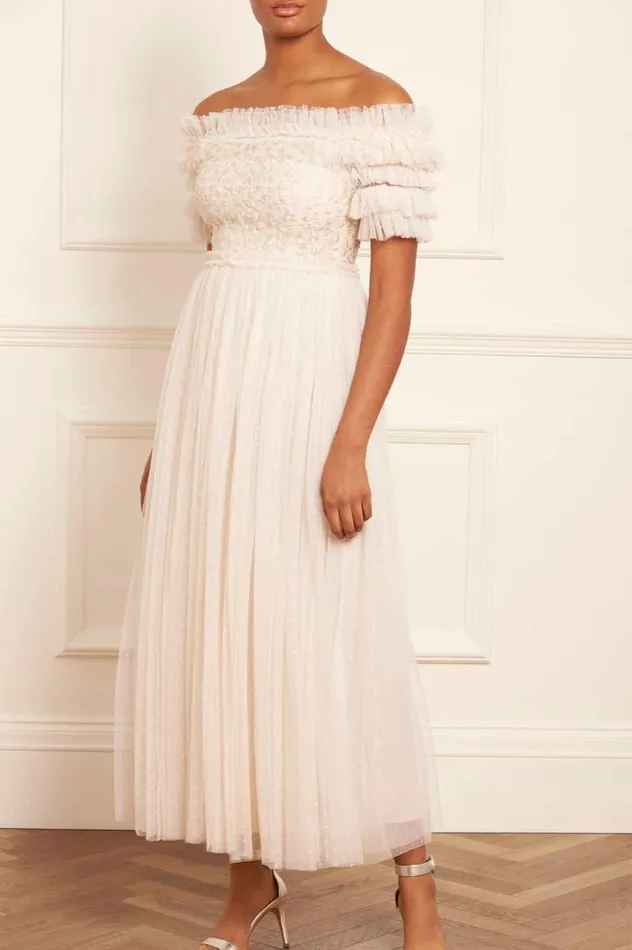 Needle and Thread Dresses Midsummer Lace Bodice OffShoulder Ankle Gown Champagne 8211 Women