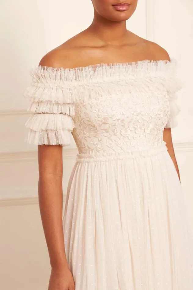 Needle and Thread Dresses Midsummer Lace Bodice OffShoulder Ankle Gown Champagne 8211 Women