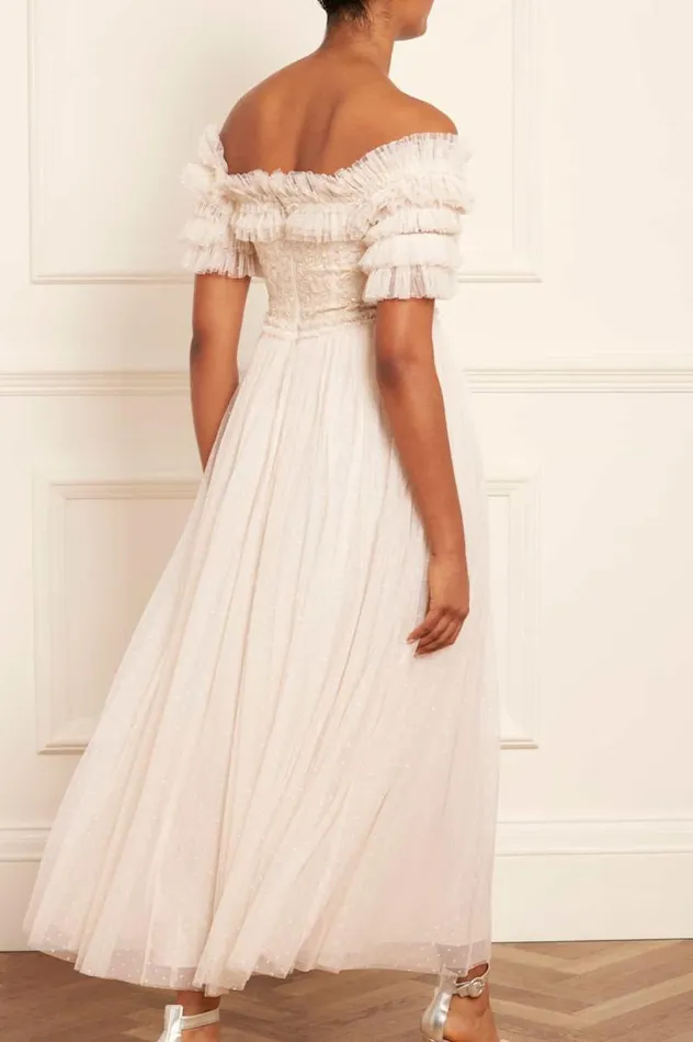 Needle and Thread Dresses Midsummer Lace Bodice OffShoulder Ankle Gown Champagne 8211 Women