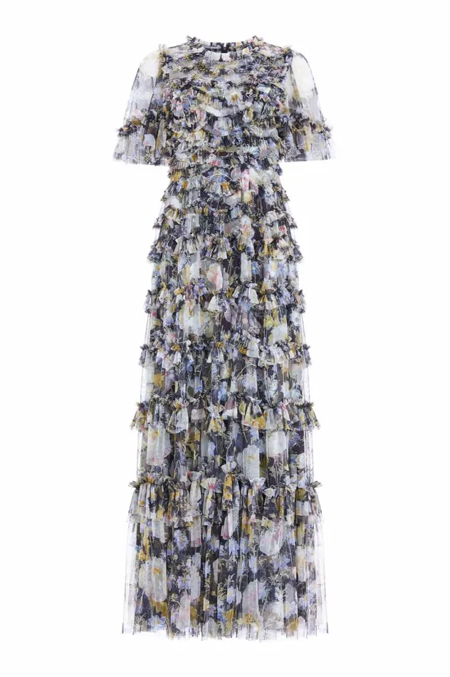 Needle and Thread Dresses Moonlight Petals Round Neck Gown Black 8211 Women
