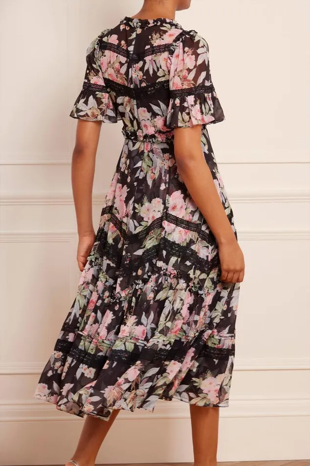 Needle and Thread Dresses Paradise Garden Sonata Georgette Ballerina Dress Black 8211 Women