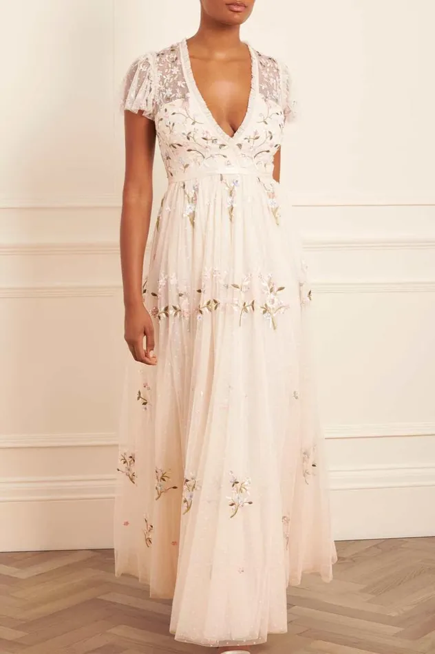 Needle and Thread Dresses Petunia Cap Sleeve Gown Champagne 8211 Women