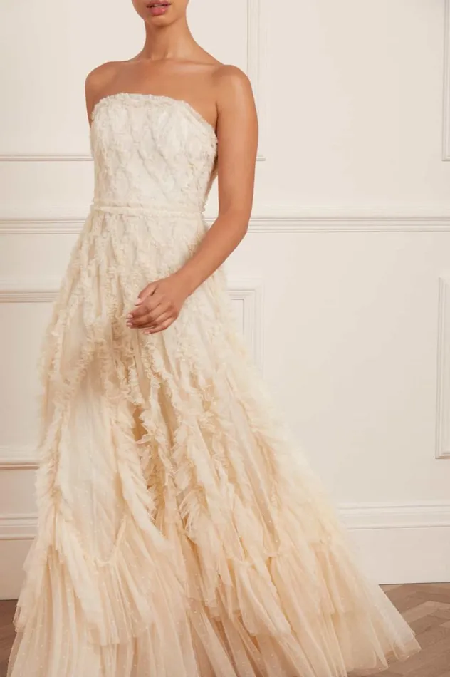 Needle and Thread Dresses Rosella Ruffle Strapless Gown Champagne 8211 Women