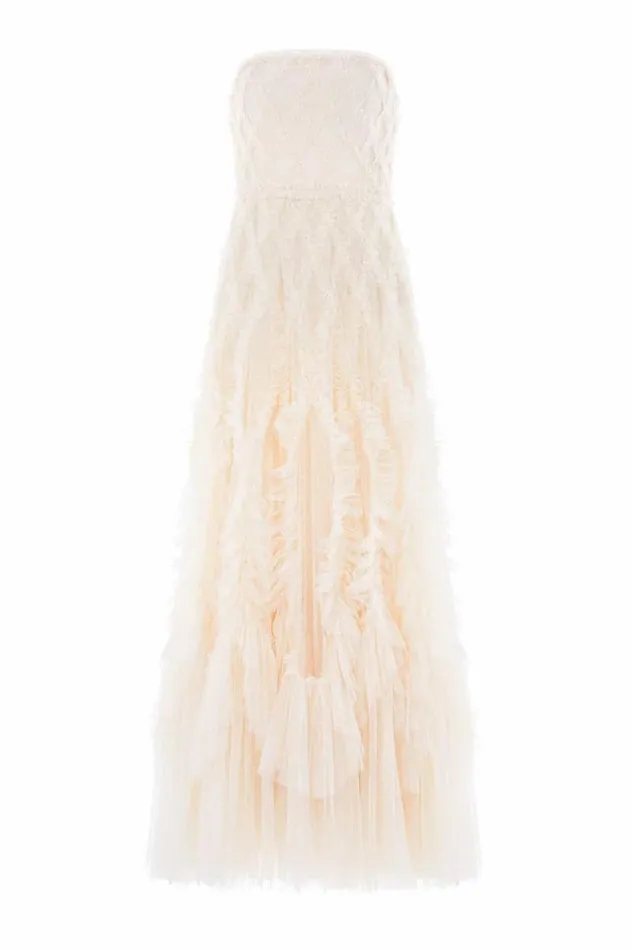 Needle and Thread Dresses Rosella Ruffle Strapless Gown Champagne 8211 Women