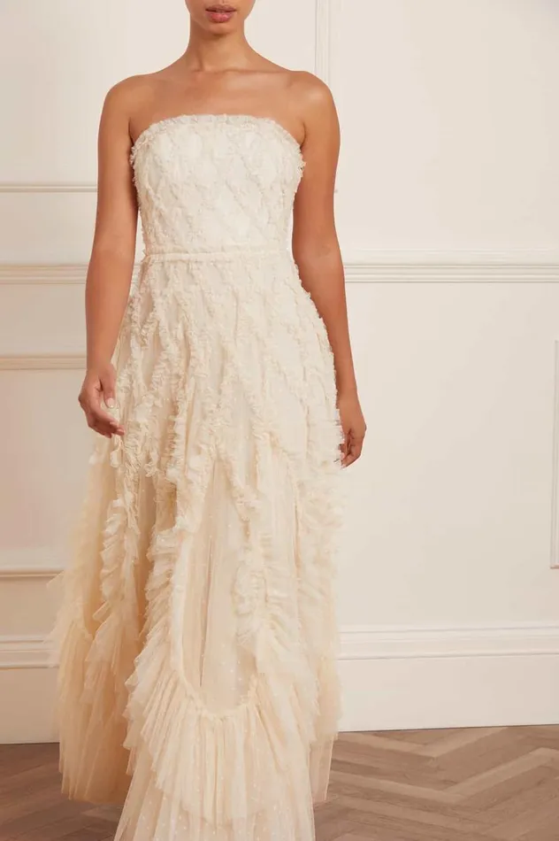 Needle and Thread Dresses Rosella Ruffle Strapless Gown Champagne 8211 Women