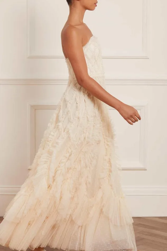 Needle and Thread Dresses Rosella Ruffle Strapless Gown Champagne 8211 Women