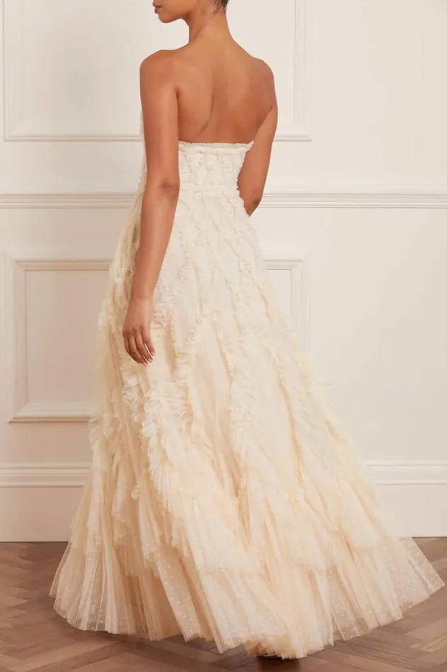 Needle and Thread Dresses Rosella Ruffle Strapless Gown Champagne 8211 Women
