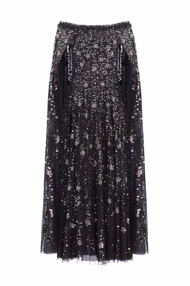 Needle and Thread Dresses Shooting Stars Cape Ankle Gown Black 8211 Women