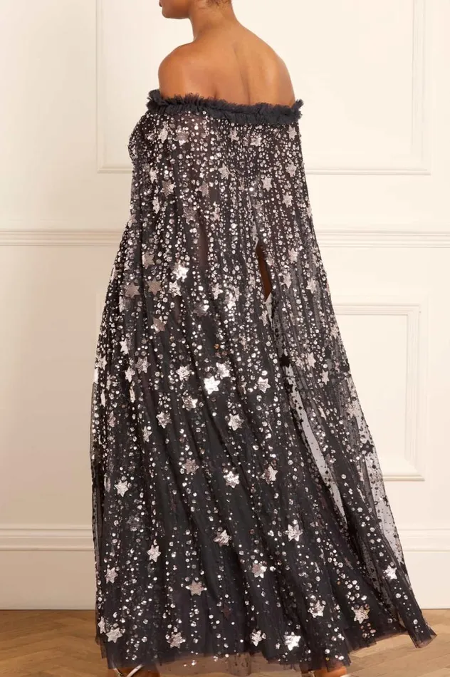 Needle and Thread Dresses Shooting Stars Cape Ankle Gown Black 8211 Women