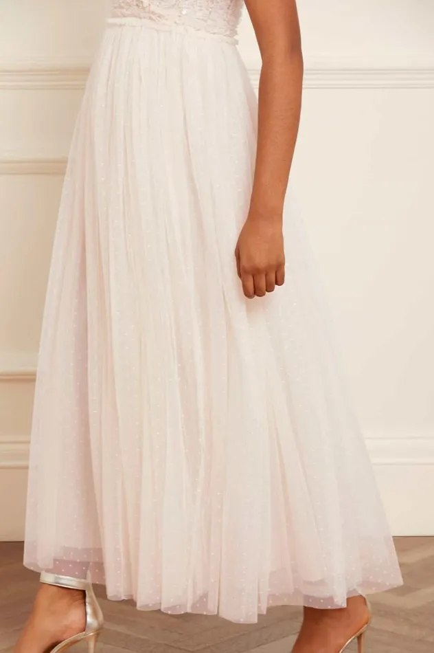 Needle and Thread Dresses Spiral Sequin Bodice VNeck Ankle Gown Champagne 8211 Women
