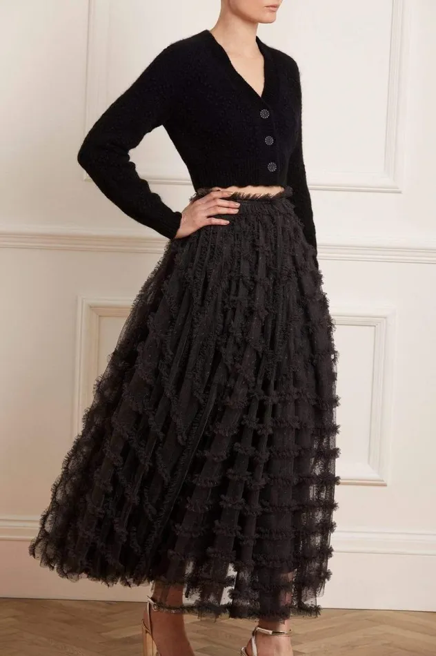 Needle and Thread Skirts Florence Ruffle Ankle Skirt Black 8211 Women
