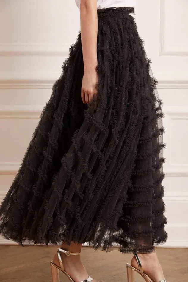 Needle and Thread Skirts Florence Ruffle Ankle Skirt Black 8211 Women