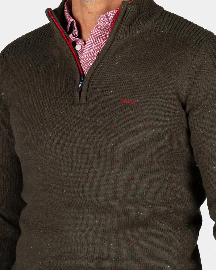 NZA New Zealand Auckland Knitwear Dark Green Pullover With HalfZip 8211 Gravel Green 8211 Men NZA New Zealand Auckland Knitwear Dark Green Pullover With HalfZip 8211 Gravel Green 8211 Men