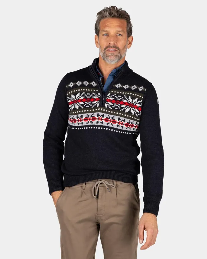 NZA New Zealand Auckland Knitwear Navy Pullover With Knitted Print 8211 Winter Navy 8211 Men NZA New Zealand Auckland Knitwear Navy Pullover With Knitted Print 8211 Winter Navy 8211 Men