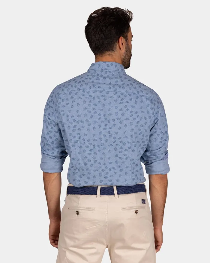 NZA New Zealand Auckland Shirts Light Blue Flannel Shirt With Leaf Print 8211 Lightblue 8211 Men NZA New Zealand Auckland Shirts Light Blue Flannel Shirt With Leaf Print 8211 Lightblue 8211 Men