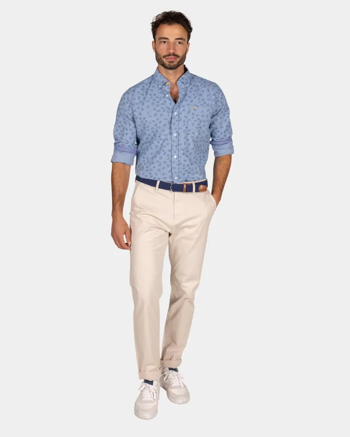 NZA New Zealand Auckland Shirts Light Blue Flannel Shirt With Leaf Print 8211 Lightblue 8211 Men NZA New Zealand Auckland Shirts Light Blue Flannel Shirt With Leaf Print 8211 Lightblue 8211 Men