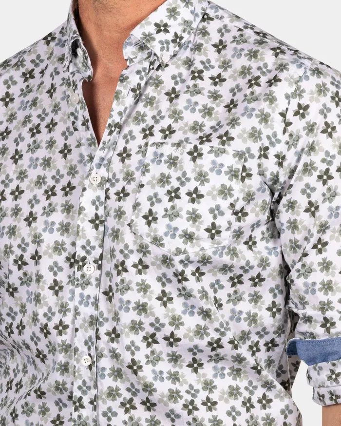 NZA New Zealand Auckland Shirts White And Green Printed Shirt 8211 Ecru 8211 Men NZA New Zealand Auckland Shirts White And Green Printed Shirt 8211 Ecru 8211 Men