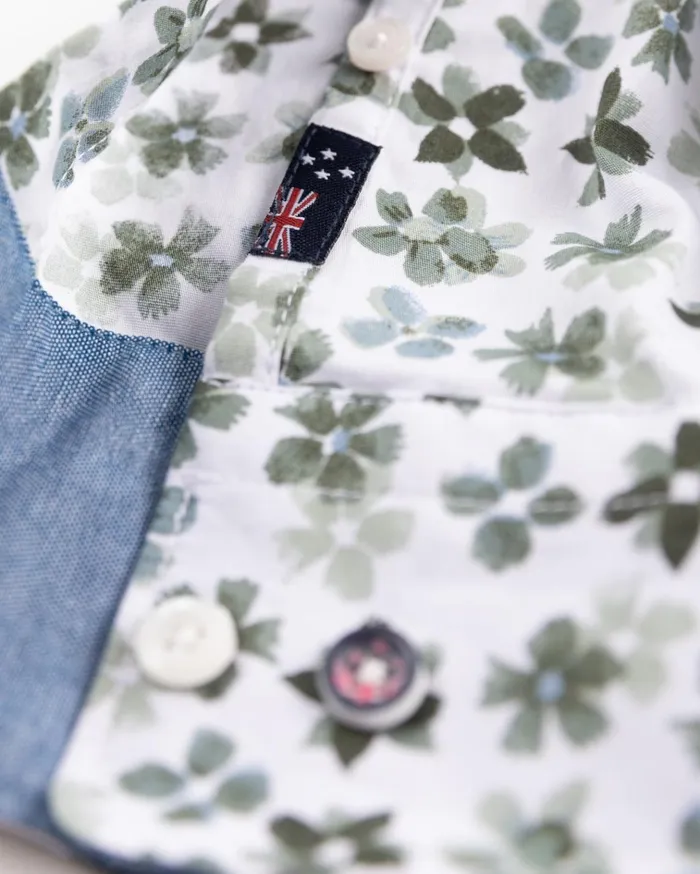 NZA New Zealand Auckland Shirts White And Green Printed Shirt 8211 Ecru 8211 Men NZA New Zealand Auckland Shirts White And Green Printed Shirt 8211 Ecru 8211 Men
