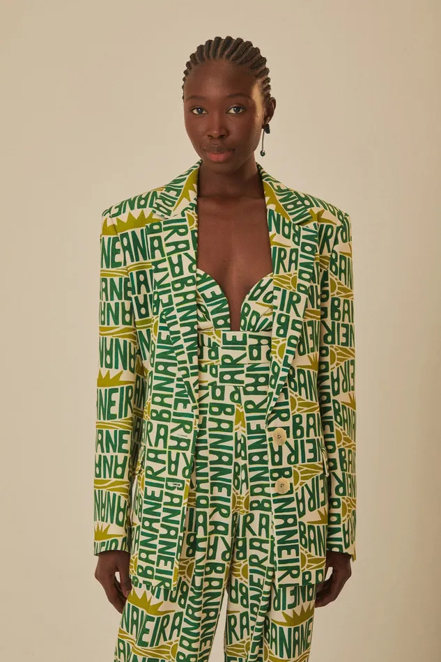 OffWhite Banana Typography Blazer Women Farm Rio Blazers