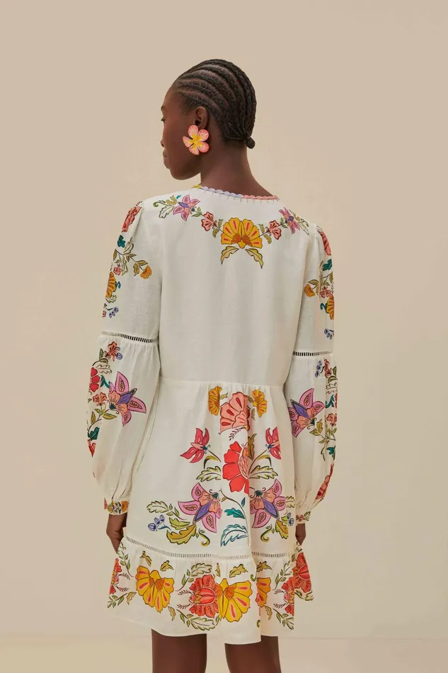 OffWhite Floral Insects Mini Dress Women Farm Rio Mini Dresses